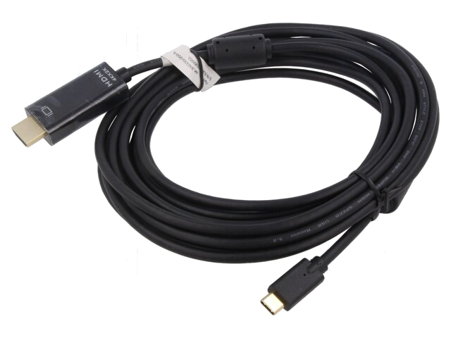 Adapter; HDMI 2.0; HDMI-stekker,USB-C-stekker; vernikkeld; 5m Adapter; HDMI 2.0; HDMI-stekker,USB-C-stekker; vernikkeld; 5m